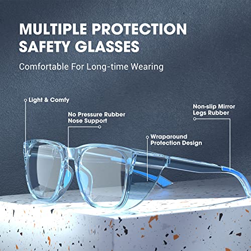 Safety Glasses Anti-Fog Eye Protection Blue Light Blocking Glasses for Women Men - color: Blue