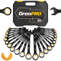 GRENPRO 23PCS Ratcheting Combination Wrench Set SAE Metric Mechanic Tools - style: 23PCS Ratcheting Wrench Set (Metric&SAE)