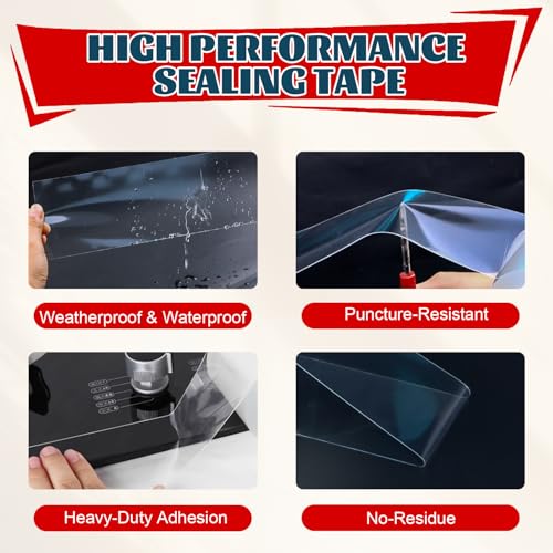 Transparent Window Weather Sealing Tape 2 Inch x 16.5 FT Weather Stripping Residue-Free Clear Window Insulation Caulk for Shower Glass Gaps and Clear Tape Doors Windows Windproof - size: 2 IN - 16.5 Ft Clear