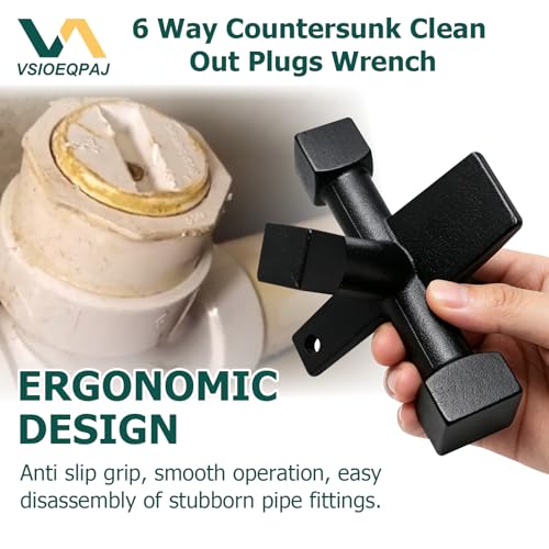 6 Way Countersunk Clean Out Plugs Wrench Compatible with Pasco J40042 Plumbing Wrench