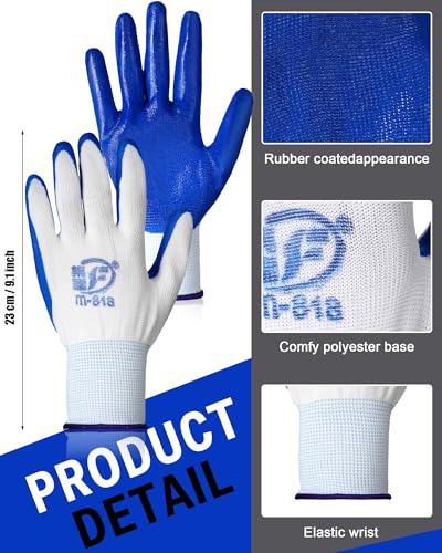 Potchen 72 Pairs Garden Work Gloves Bulk Pack for Men and Women - color: Blue