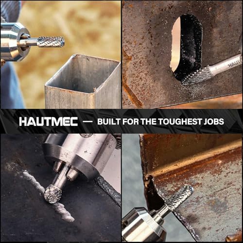 HAUTMEC Tungsten Carbide Rotary Burr Bit YG6, 1/4" Shank Double Cut Die Grinder Bit, Low Vibration Precision Rotary File for Metal Grinding, Engraving & Deburring (6MM Cylindrical Ball End), HT0198 - color: Cylindrical Ball End, size: 6mm