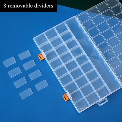 3 Pack 36 Grids Clear Plastic Storage Box with Dividers, Transparent Organizer Container Case for Small Parts, Bead, Button, Jewelry, Diamond, Craft Supplies,Sewing Kit, DIY Accessories - size: 36 Grids