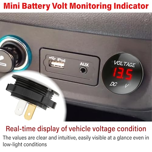 2 PCS DC 12V 24V Volt Meter, Car LED Digital Voltmeter Gauge - color: 2 PCS Red