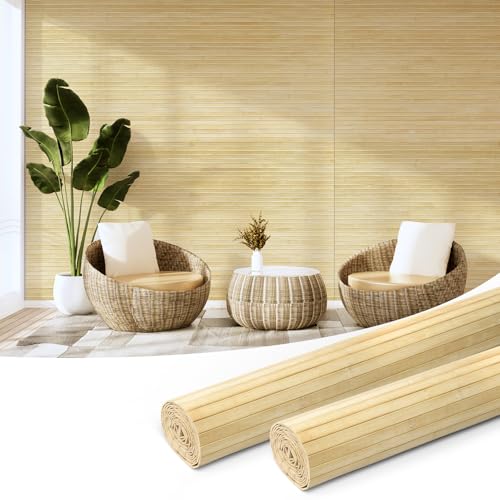 Art3d 48 x 96 in Pole Wrap Natural Bamboo Wall Panel, 2-Pack, Raw - color: Raw, size: 2-48 inches x 96 inches