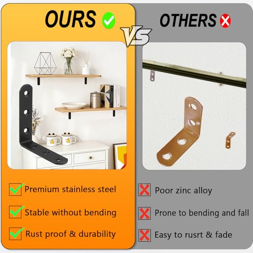 20 Pcs 3" x 3" Black L Brackets 80 x 80MM Metal Corner Brackets Heavy Duty Right Angle Brackets for Wood Shelves Furniture Frame Bookshelf, Included 120pcs Screws - size: 3Inch Black Right Angle