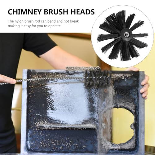 DOITOOL 2 Pcs 4 Inch Chimney Brush Head, Fireplace Cleaner Dryer Vent Cleaner, Flexible Nylon Chimney Sweep Cleaning Brush for Fireplace, Vent Pip, Stove Pipes, Works with Most Rod Sets