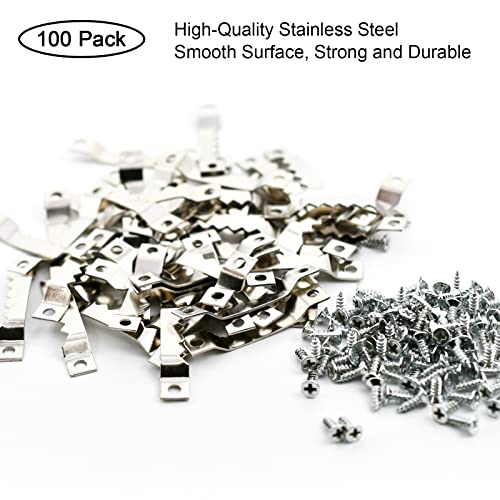 Small Sawtooth Picture Hangers 100 Pack Steel Sawtooth Hangers with Screws for Hanging Canvas Photos Frame Clock Paintings Artwork (Silver) - size: Small Silver Sawtooth - 100 Pack