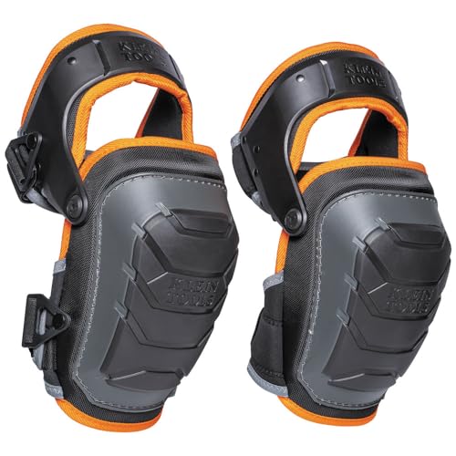Klein Tools 60491 Hinged Knee Pads, Heavy Duty Gel Foam Protective Knee Pads with Quick-Fasten Buckle and Thigh Strap, Black - size: Standard
