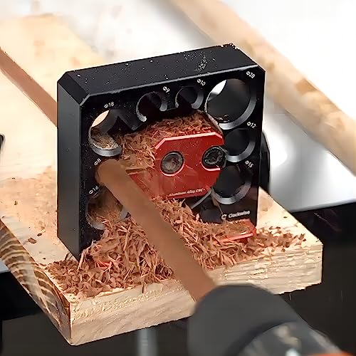 Adjustable Drill Milling Dowel Round Rod Auxiliary Tool with Carbide Blade, Electric Drill Milling Cylindrical Woodworking Tool Dowel Maker Jig with 8/9/10/12/15/16/18/20mm Holes,035B - color: Black