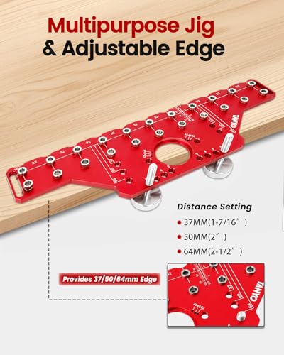 TANYO 2 In 1 Shelf Pin Jig and Hinge Jig, 35mm Drill Bits, Cabinet Hardware - color: Red, size: 11 Hole