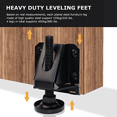 LOSCHEN 16 PCS Heavy Duty Adjustable Leveling Feet for Furniture,Hexagon Nuts Lock Furniture Legs Levelers,for Table, Cabinets, Workbench,Shelving Units and More