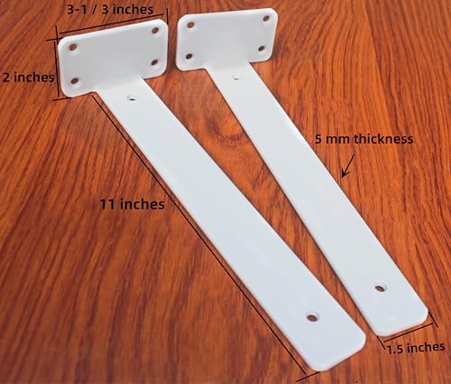 2 Pack - 11 inch White Hidden L Shelf Bracket (1/5 Inch Thicked) Iron Floating Shelf Brackets Rustic Industrial Metal Brackets for Shelf Support - size: 11 Inch, style: White 2 Pack