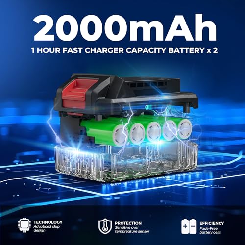 Dong Cheng 20V Brushless Heavy-duty Impact Drill, 531in-lbs, with 2 x 2.0Ah Battery, 1/2" Keyless All Metal Chuck, 20+1+1 Clutch, Cordless Hammer Drill Kit for Drilling Brick Wall, Metal, Wood - style: 531in-lbs Impact Drill