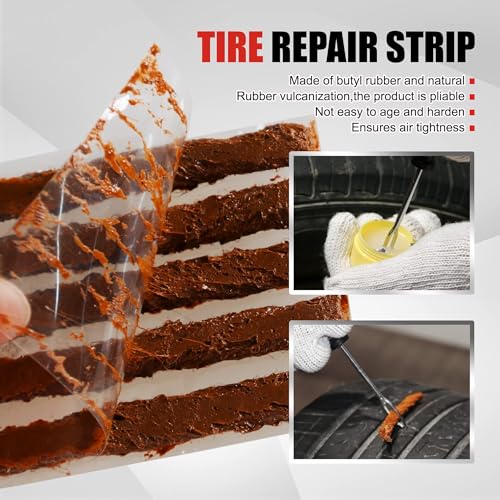AWELCRAFT 10-Piece Economical Tire Repair Kit – Flat Tire Plug Kit with T-Handle Tools, Storage Case – Fix Punctures Fast, – Ideal for Car, Truck, Motorcycle, ATV