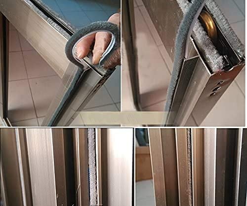 Weather Stripping Door Seal - 5m (16ft) Brush Weather Stripping,Card-Slot Seal Strip Pile Weatherstrip Sweep Brush for Door Window (6mm x 12mm (Backing 0.236 x Brush 0.472 Inch), Gray) - size: 6 mm x 12 mm