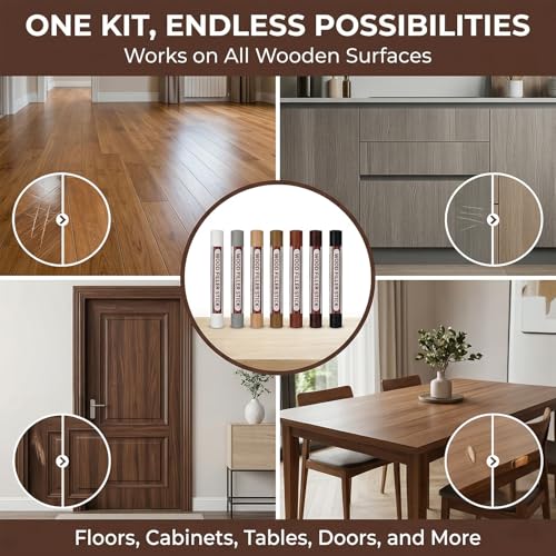RAINFLOW Wood Filler Sticks Repair Kit - 8 Colors Furniture Scratch Repair