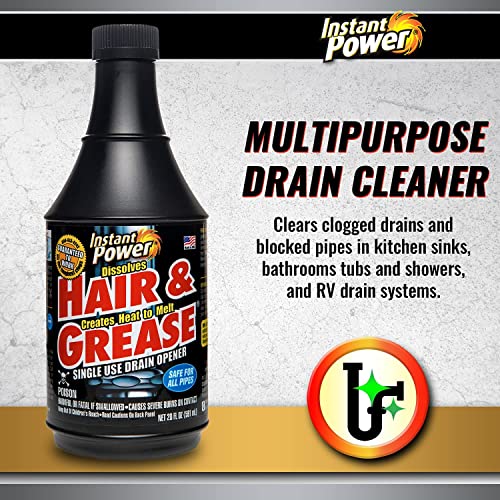 Instant Power Hair & Grease Drain Opener & Clog Remover, 20 fl oz, 6 Pack - size: 20 Fl Oz (Pack of 6)