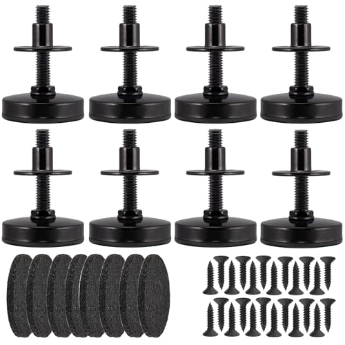 NEWBYTEK 3/8-16 Adjustable Leveling Feet Heavy Duty, 2" Base Dia Furniture Levelers for Table Chair Cabinet Sofa (1600LBs, 8 Pack, Black) - size: 3/8-16,8pcs