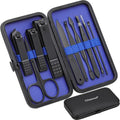 Glamne Manicure Set Nail Clippers Kit Professional Stainless Steel Nail Care Tools with Leather Travel Case 10 in 1 Blue - color: Blue