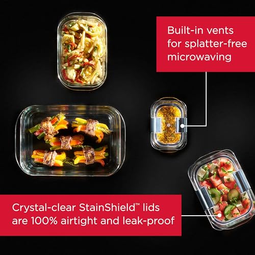 Rubbermaid Brilliance Glass Food Storage Containers, 3.2 Cup, Set of 4, BPA-Free, Leak-Proof, Clear - size: 3.2 Cup (8-Piece)