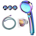 KAIYING Drill-Free High Pressure Handheld Shower Head with ON/OFF Switch, 3 Spray Modes - Polished Finish, Shower Head (Radiant Rainbow) + Bracket + Hose - color: Radiant Rainbow