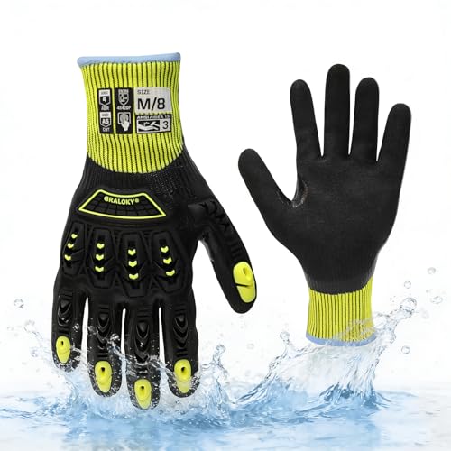 Safety Work Gloves, A5 Cut Resistant Gloves For Men Women, Level 3 | Impact Gloves with TPR, Abrasion Level 4 - size: Small
