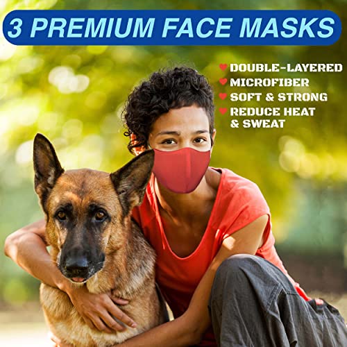 Arcarius Breathable Sports Face Mask – Moisture Wicking Gym & Travel Fit (3-Pack) - color: Red
