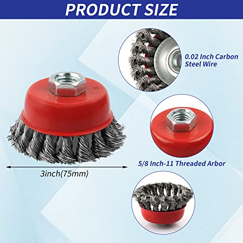 3 Pack Wire Wheel Brush for Angle Grinder, 5/8" Threaded Arbor - style: 3 Pack Wire Wheel Cup
