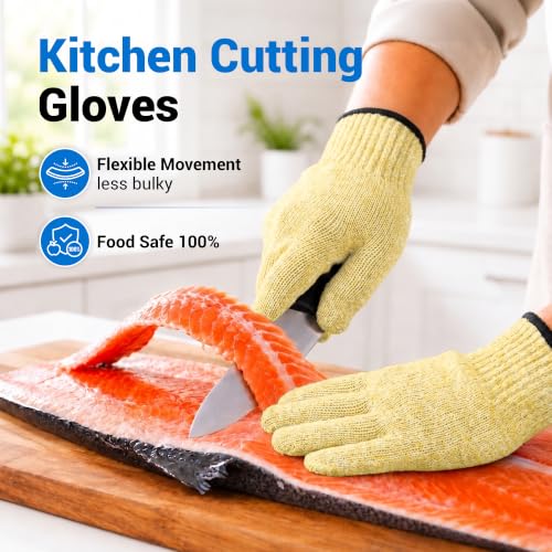 A5 Cut Resistant Gloves, Food Grade Kitchen Safety Gloves - color: Beige, size: Small