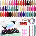 VANREESA 42 Pcs Gel Nail Polish Kit with U V Light 24 Colors Gel Polish Nail Kit Base Coat Glossy & Matte Top Coat Complete Nail Kit with Manicure Tools Gifts for Women Girls - color: Elegant & Hot Collection