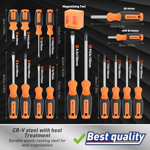 Amartisan 86-Piece Magnetic Screwdrivers Set with Case, Includs Slotted, Phillips, Hex, Pozidriv,Torx and Precision Screwdriver Set, Magnetizer Demagnetizer Tools, Tools for Men - style: 86-Piece Screwdrivers Set
