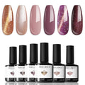 modelones Fall Gel Nail Polish Set 6 Colors, Nude Brown Burgundy - color: A Nude Brown