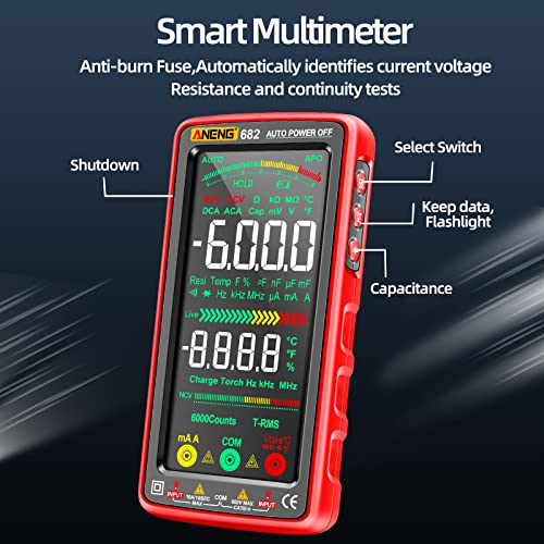 ANENG Multimeter Tester,5.0 Inch Color LCD,TRMS 6000 Count NCV Voltmeter - style: 682 Backlit Color Screen