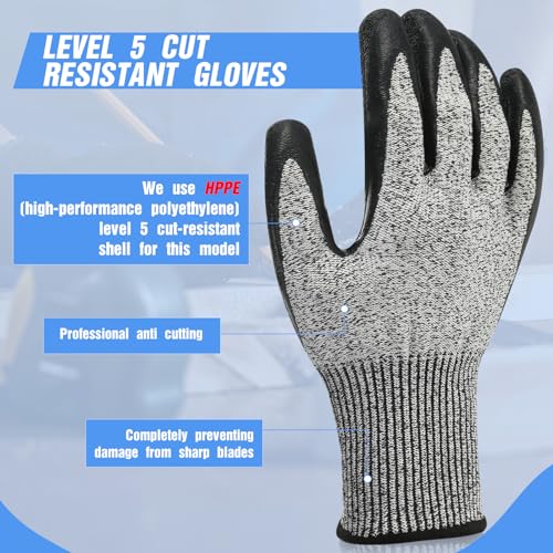 Copkim 18 Pairs Level 5 Cut Resistant Gloves Lightweight Protective Gloves with PU Coated Working accessories for Women Men - size: Medium