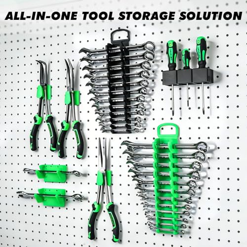 20-Piece Magnetic Tool Organizer Set, 1/4", 3/8", 1/2" SAE & Metric Socket Organizers, 2 Large Wrench Holders, 24-Slot Wrench Rails, Plier and Screwdriver Wall Mount Storage - style: 20PCS Multi-Function Set