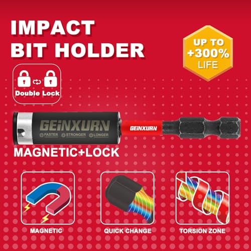 Geinxurn 181 Pieces Impact Screwdriver Bits Set with Colorful Boxes, 1" Magnetic (PH2,PZ2,SQ2,T10,T15,T20,T25,T30) S2 Steel Multi Driver Bits - color: Multi-bit, size: 1‘’-181PCS