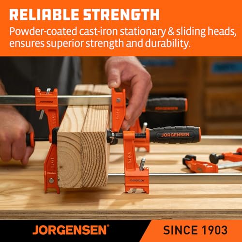 JORGENSEN 4-Pack Steel 600LBS Bar Clamps Set, 6" (2) & 12" (2) F-Clamps