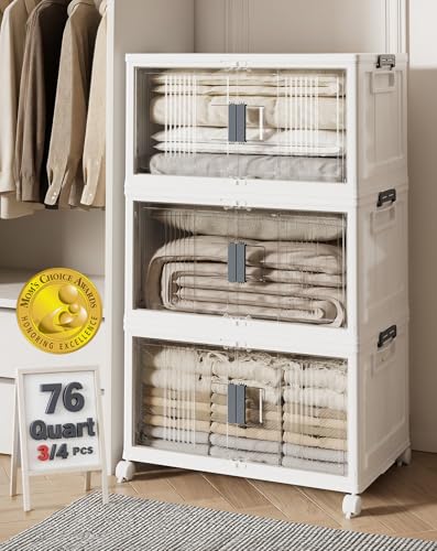 OlarHike 76QT Storage Bins with Lids for Home, Office, Closet, Dorm, 3 Pack - size: 76QT-White
