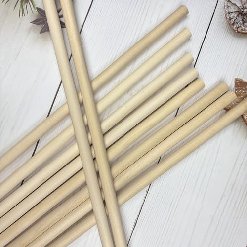 Wooden Dowel Rods Wood Dowels for Crafts 1/2 x 15 Inch, 10 PCS Macrame Wood Rods Wooden Craft Sticks, Unfinished Round Birch Hardwood Sticks for Cake Support, Photo Booth Props, Wands, Flags - size: 1/2"×15"-10 PCS