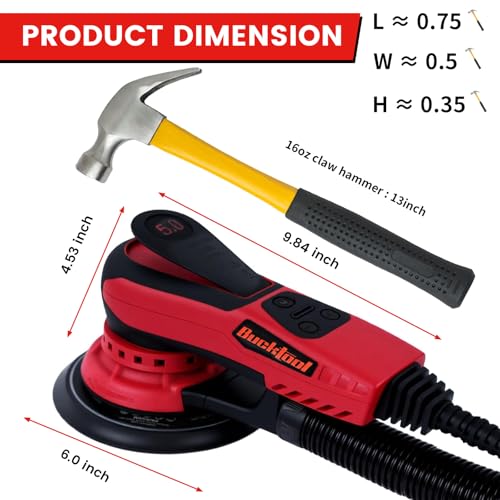 BUCKTOOL 6-Inch Variable Speed Random Orbital Sander, 3A Brushless Motor