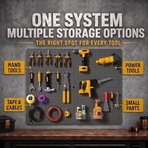 Pegboard Organizer, 4 Pack 12 x 16 in Metal Panels, 6 Bins, Gunmetal Gray - color: Gun gray, size: 16"x12"- 4 Pcs