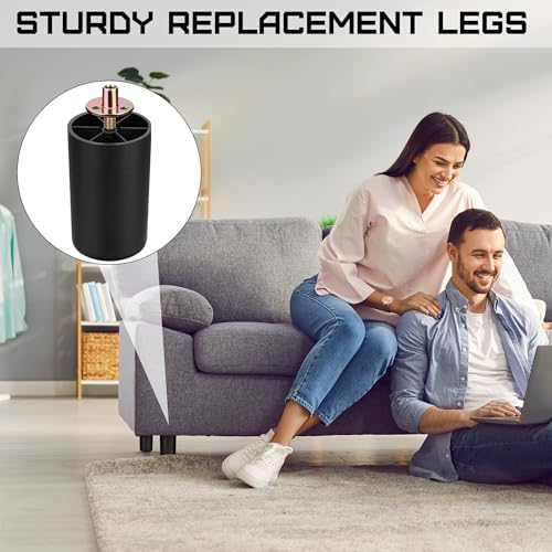 TURSTIN 16 Pack 3 Inch Plastic Furniture Legs with M8 T-Nuts Screws Tapered Sofa Couch and Chair Legs Replacement Furniture Leg for DIY Projects Sofas Coffee Tables Dressers Beds - size: 3 inch