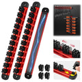 2-Piece Magnetic Screwdriver Organizer and Wrench Organizer, 28-Slot Screwdriver and Wrench Holder, Magnetic Aluminum Rail Tool Organizer for Tool Box Drawer Wall-Mount Storage,Red(Tools not Included) - style: 2-Pack Red (28-Slot)