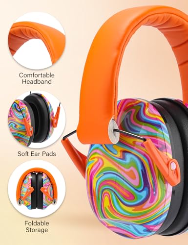 Kids Noise Canceling Earmuffs, 25-30dB Noise Reduction Ear Protection, Adjustable Headband Concert Fireworks, Autism - color: Csyr