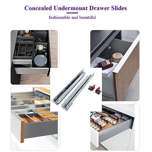 Undermount Soft Close Drawer Slides 18 Inch 6 Pairs Full Extension - size: 18 Inch