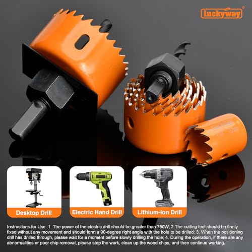 Luckyway Hole Saw Kit Pro 24PCS 3/4"-6" Hole Saw for Softwood, Drywall, PVC