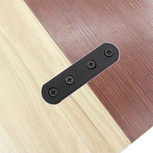 4 Pack Flat Mending Plate for Wood, ULIFESTAR Black Iron Flat Straight Brace Brackets Metal Repair Fixing Wood Brace Joining Plates Connector for Repairing Wooden Furniture with Mounting Screws - size: 3.15 x 0.79 x 0.12 inches