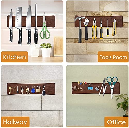 HOSHANHO Knife Magnetic Strip, Acacia Wood Powerful Magnetic Knife Holder - size: 10"