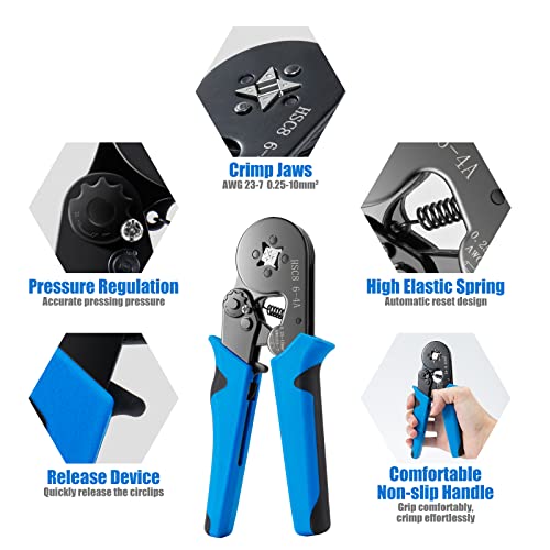 LUNEY 1250PCS Wire Ferrules Crimping Tool Kit for AWG 23-7(0.25-10mm²)